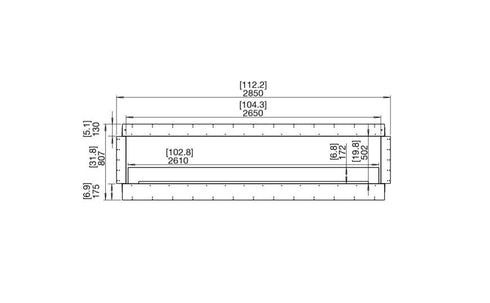 Ecosmart Fire Flex 104DB Double Sided Fireplace Insert - Black Finish / Stainless Steel Burner - ESF.FX.104DB